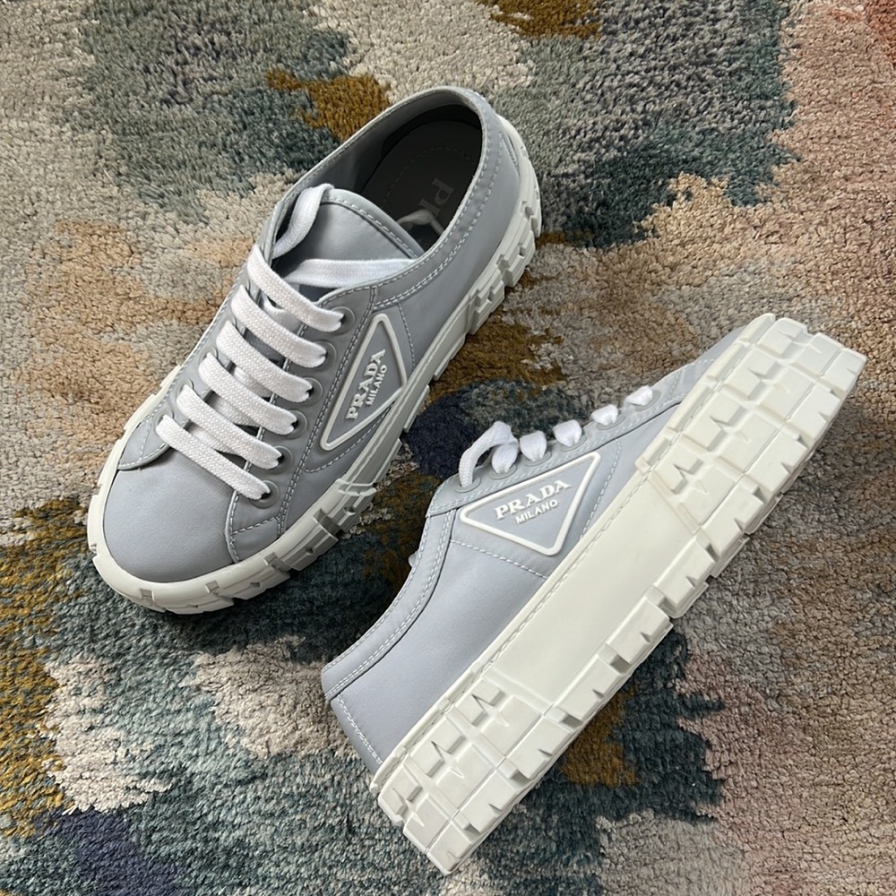 Prada Double Wheel nylon gabardine platform sneakers cornflower blue